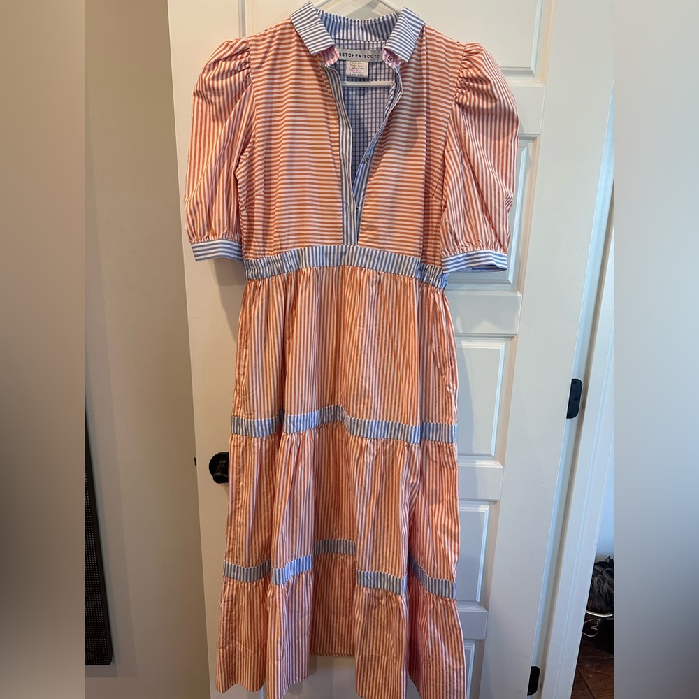 Gretchen Scott Striped Orange and Blue dress